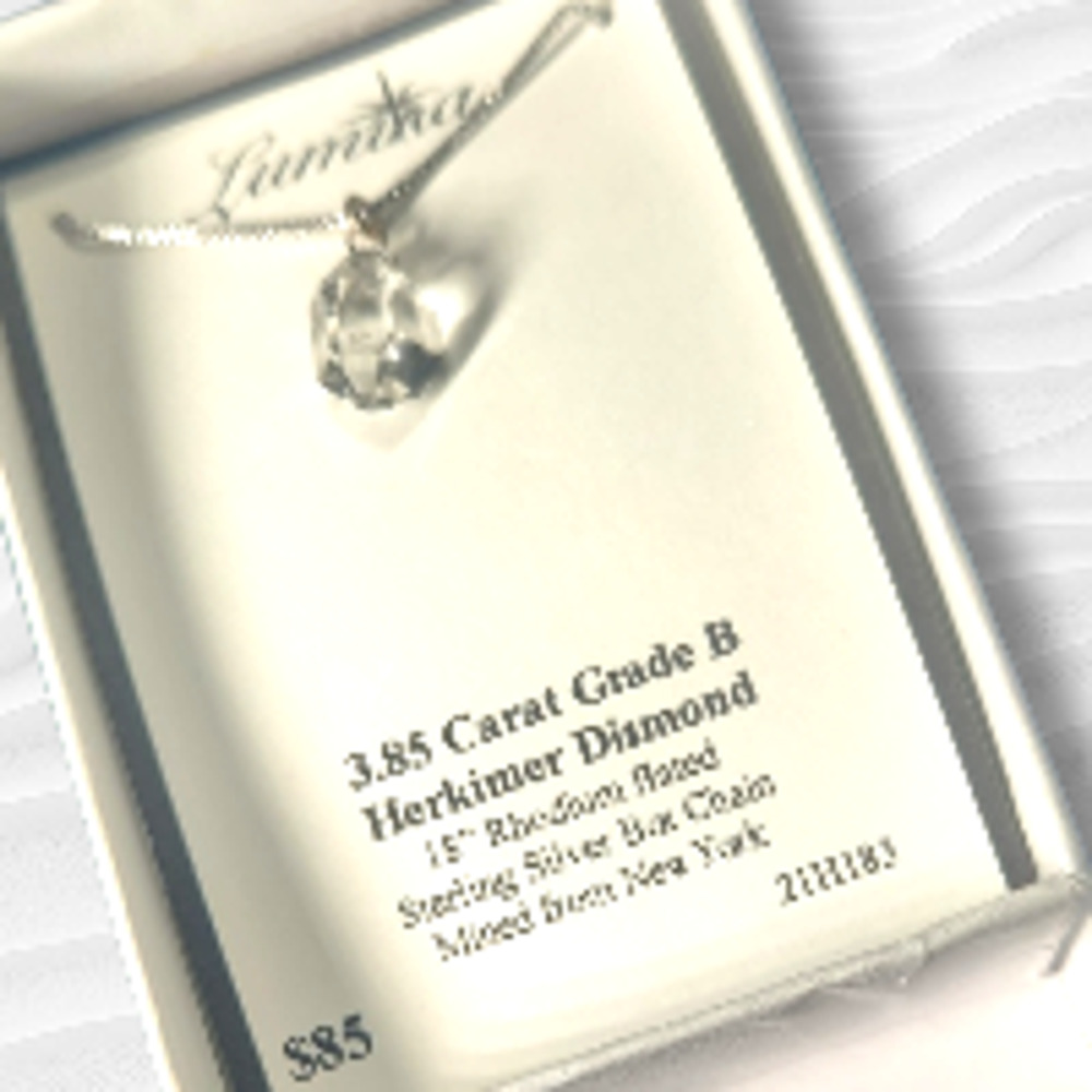 3.85 Carat Grade B Herkimer Diamond18 Rhodiam Rated Sterling Siver Bax \